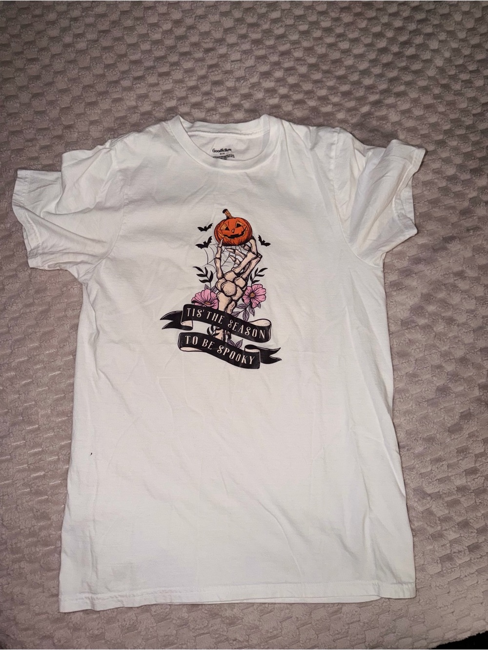 Goodfellow & Co White Kids Halloween Pumpkin Skeleton Graphic Tee
